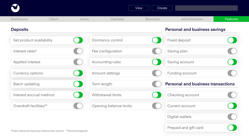 Mambu deposits features